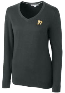 Cutter and Buck Oakland Athletics Womens Grey Lakemont Long Sleeve Sweater