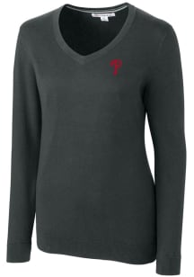 Cutter and Buck Philadelphia Phillies Womens Grey Lakemont Long Sleeve Sweater
