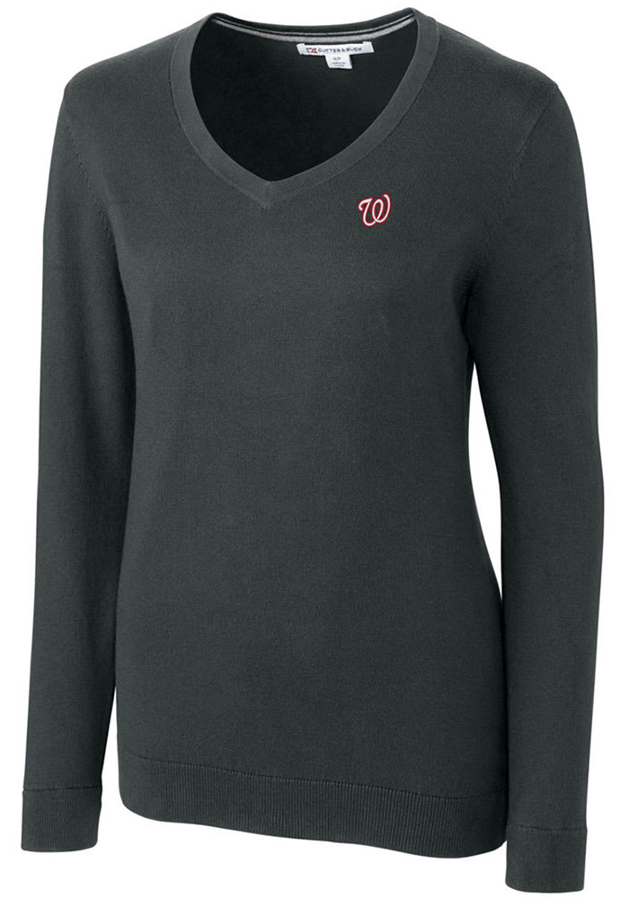 Cutter and Buck Washington Nationals Womens Grey Lakemont Long Sleeve Sweater