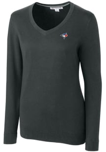 Cutter and Buck Toronto Blue Jays Womens Grey Lakemont Long Sleeve Sweater