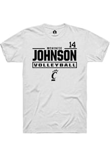 McKenzie Johnson Cincinnati Bearcats White NIL Stacked Box Short Sleeve Player T Shirt