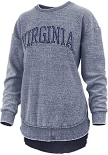 Pressbox Virginia Cavaliers Womens Navy Blue Ponchoville Crew Sweatshirt