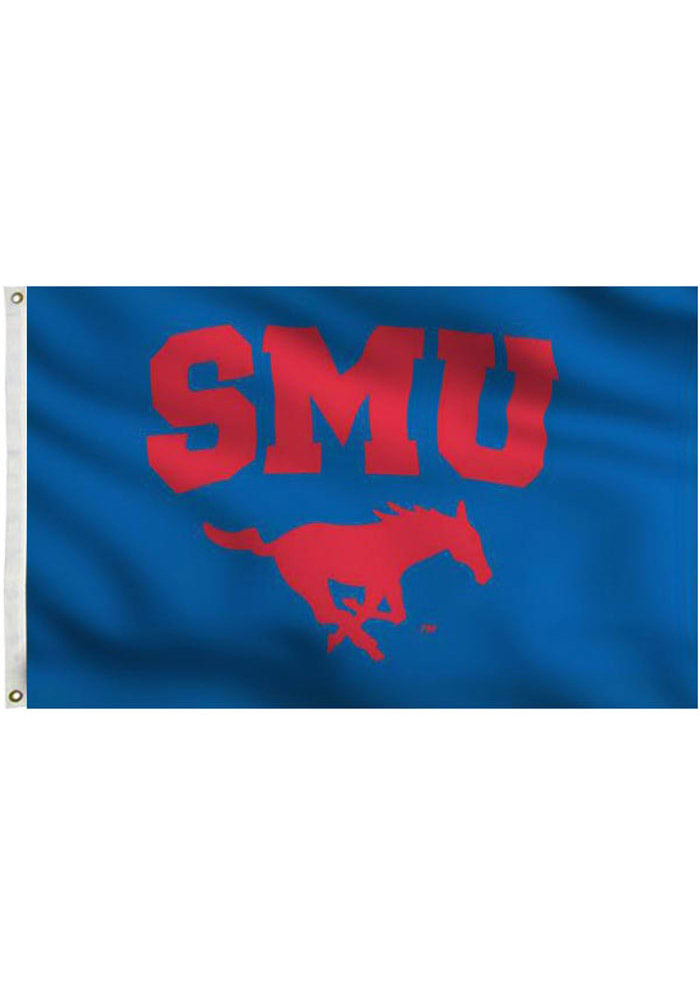 SMU Mustangs 3x5 Blue Grommet Blue Silk Screen Grommet Flag