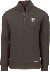 Cutter and Buck Chicago Bears Mens Olive Mono Roam Long Sleeve Qtr Zip Pullover