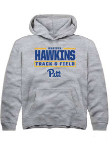 Madisyn Hawkins Rally Youth Grey Pitt Panthers NIL Stacked Box Long Sleeve Player Hoodie