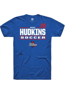 Avery Hudkins Rally Mens Blue Tulsa Golden Hurricane NIL Stacked Box Player T Shirt