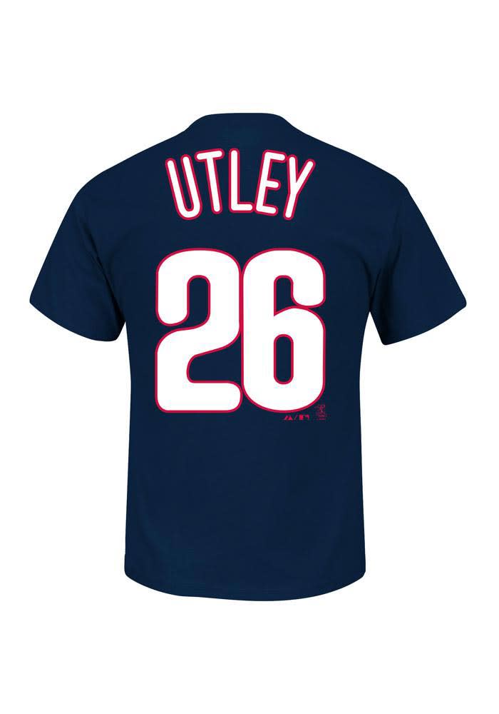 Philadelphia Phillies #26 Chase Utley Jersey MLB Genuine Merch, Red &  Blue