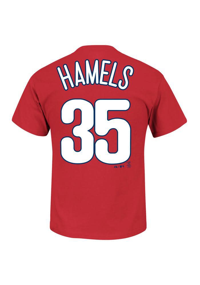 Cole Hamels Philadelphia Phillies Men's Red Roster Name & Number T