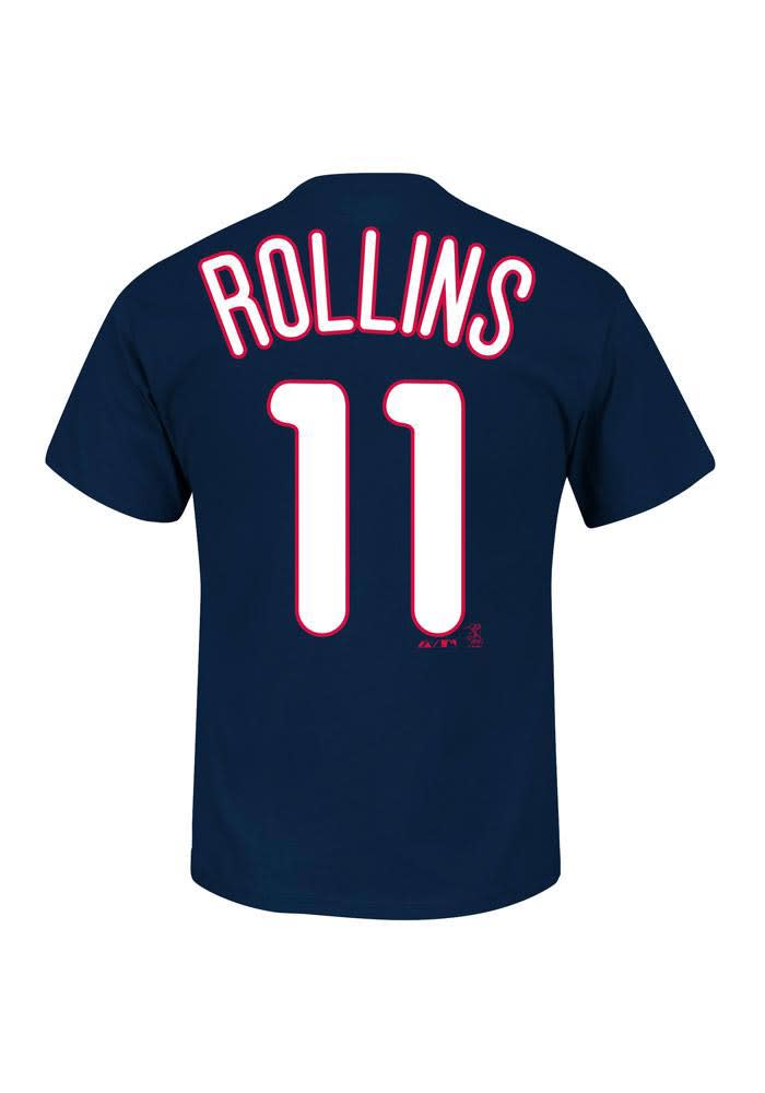 Men's Jimmy Rollins Philadelphia Phillies Name and Number Banner Wave T- Shirt - Navy
