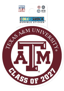 Texas A&amp;M Aggies Class of 2027 Durable Stickers - Maroon