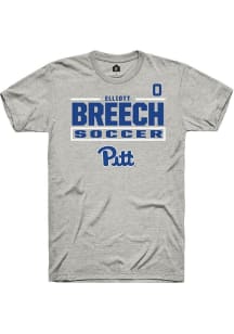 Elliott Breech Rally Mens Ash Pitt Panthers NIL Stacked Box Player T Shirt