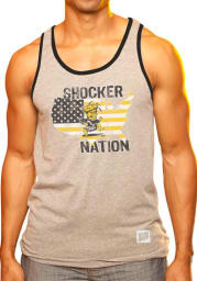 Original Retro Brand Wichita State Shockers Mens Grey Shocker Nation Short Sleeve Tank Top