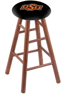 Oklahoma State Cowboys Round Cushion Oak Pub Stool - Brown