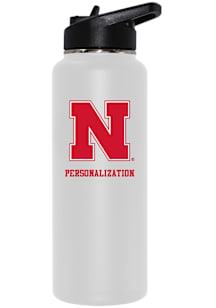 Nebraska Cornhuskers Personalized 34oz Quencher Stainless Steel Bottle - White