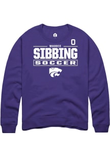 Maddie Sibbing Rally Mens Purple K-State Wildcats NIL Stacked Box Player Crew