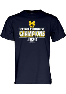 Michigan Wolverines 2025 Softball Tournament Champions Short Sleeve T Shirt - Navy Blue