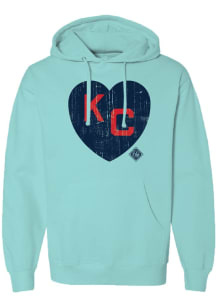 Summit Sportswear Kansas City Monarchs Mens Teal KC Heart Fashion Hood