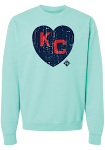 Summit Sportswear Kansas City Monarchs Mens Teal KC Heart Long Sleeve Fashion Sweatshirt