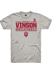Charlotte Vinson Rally Mens Ash Indiana Hoosiers NIL Stacked Box Player T Shirt