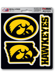 Sports Licensing Solutions Iowa Hawkeyes 5x7.5 3D 3 Pack Auto Decal - Black