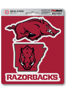Sports Licensing Solutions Arkansas Razorbacks 5x7 inch 3 Pack Die Cut Auto Decal - Red