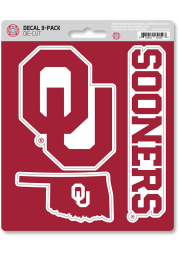 Sports Licensing Solutions Oklahoma Sooners 5x7 inch 3 Pack Die Cut Auto Decal - Red