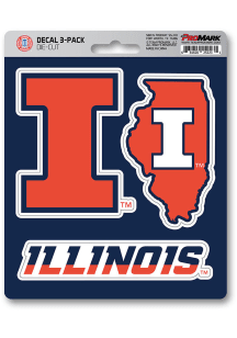 Sports Licensing Solutions Illinois Fighting Illini 3 pk Auto Decal - Orange