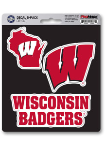 Sports Licensing Solutions Wisconsin Badgers 3pk Auto Decal - Red