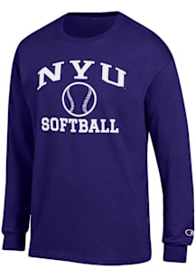 Champion NYU Violets Purple Softball Jersey Long Sleeve T Shirt
