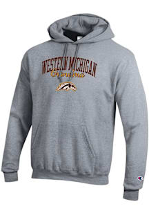 Champion Western Michigan Broncos Mens Grey Grandma Script Powerblend Long Sleeve Hoodie