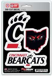 Sports Licensing Solutions Cincinnati Bearcats 5x7 inch 3 Pack Die Cut Auto Decal - Red