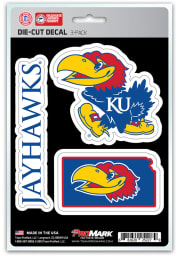 Sports Licensing Solutions Kansas Jayhawks 5x7 inch 3 Pack Die Cut Auto Decal - Blue