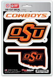 Sports Licensing Solutions Oklahoma State Cowboys 5x7 inch 3 Pack Die Cut Auto Decal - Orange