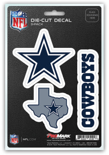 Sports Licensing Solutions Dallas Cowboys 5x7 inch 3 Pack Die Cut Auto Decal - Navy Blue