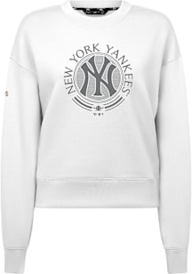 Levelwear New York Yankees Mens White Sponge Crew Grain Long Sleeve Fashion Sweatshirt