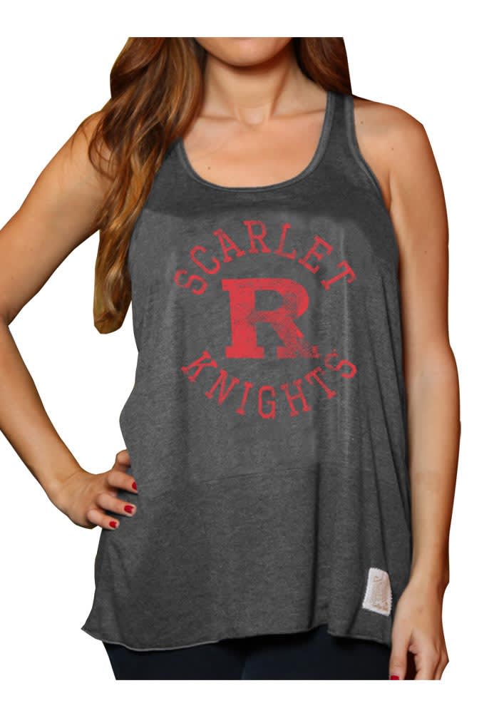 Original Retro Brand Rutgers Scarlet Knights Juniors Charcoal Relaxed Circle Tank Top