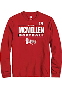 Nessa McMillen Nebraska Cornhuskers Red NIL Stacked Box Long Sleeve Player T Shirt