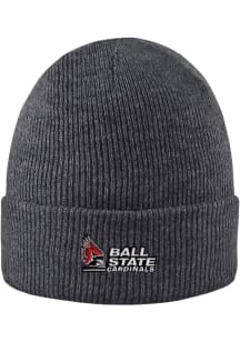 LogoFit Ball State Cardinals Grey Northpole Cuffed Mens Knit Hat