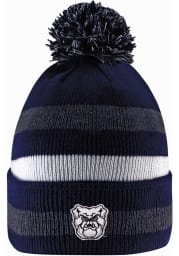 LogoFit Butler Bulldogs Navy Blue Primetime Striped Pom Mens Knit Hat