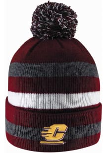 LogoFit Central Michigan Chippewas Maroon Primetime Striped Pom Mens Knit Hat