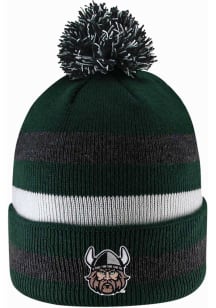 LogoFit Cleveland State Vikings Green Primetime Striped Pom Mens Knit Hat