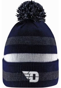 LogoFit Dayton Flyers Navy Blue Primetime Striped Pom Mens Knit Hat