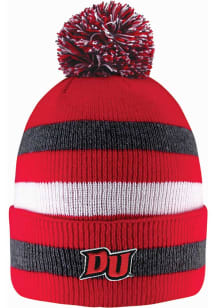 LogoFit Drury Panthers Red Primetime Striped Pom Mens Knit Hat