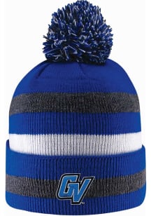 LogoFit Grand Valley State Lakers Blue Primetime Striped Pom Mens Knit Hat