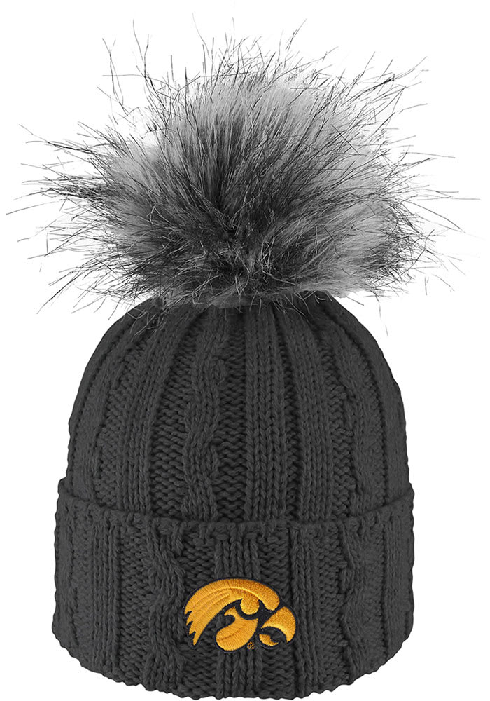 LogoFit Iowa Hawkeyes Charcoal Alps Pom Womens Knit Hat