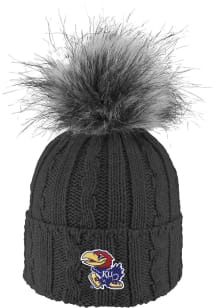 LogoFit Kansas Jayhawks Charcoal Alps Pom Womens Knit Hat