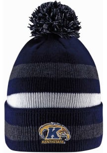 LogoFit Kent State Golden Flashes Navy Blue Primetime Striped Pom Mens Knit Hat