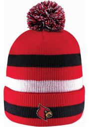 LogoFit Louisville Cardinals Red Primetime Striped Pom Mens Knit Hat