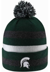 Michigan State Spartans LogoFit Primetime Striped Pom Mens Knit Hat - Green