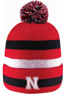 Nebraska Cornhuskers LogoFit Primetime Striped Pom Mens Knit Hat - Red